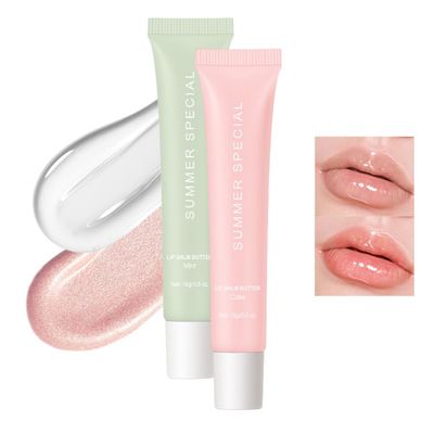 Aaiffey 2Pcs Tinted Lip Balm Set,Long-Lasting Moisturizing Lip Butter Balm for Dry Lips Care,Non-Sticky Lip Gloss Naturium Lip Balm for Soothes Softens Lip Repair(0204)