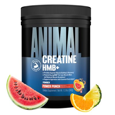 Animal Creatine HMB - Creatine Monohydrate Powder with HMB &amp; Electrolytes, Supports Muscle Growth, Recovery, Endurance, Gym &amp; Workout Supplements for Men &amp; Women - Power Punch Flavored, 30 Servings