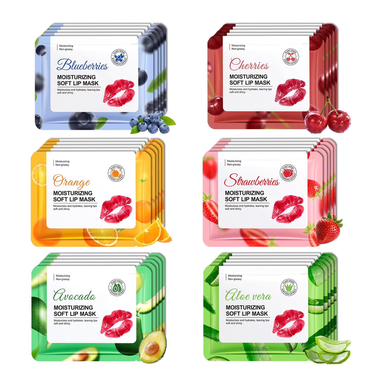30PCS Moisturizing Lip Masks Set, Overnight Bulk Lip Patches, Long-lasting Hydrating Sleeping Lip Plumping Masks for Women