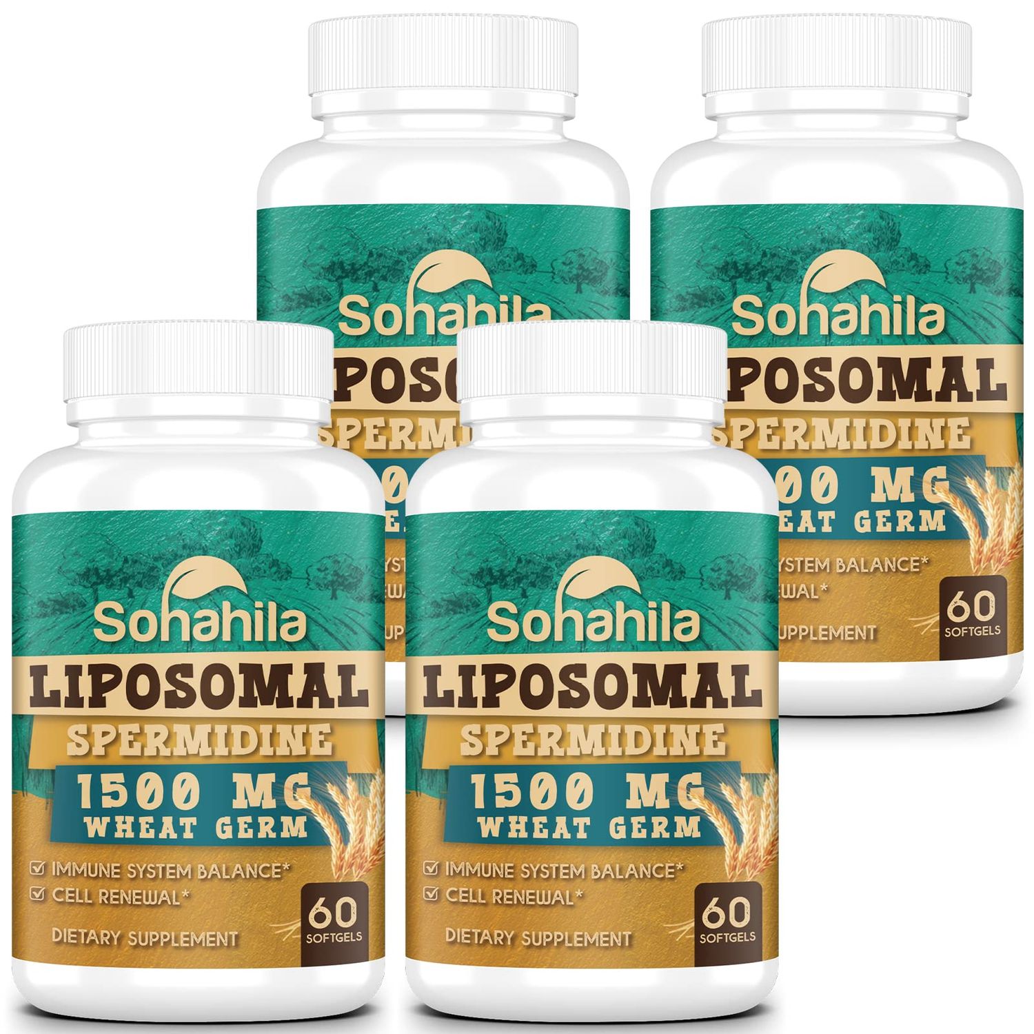 Spermidine Supplement 15 MG - 99 Purity, High Absorption, 1500 MG Fermented Wheat Germ Extract with Zinc &amp; Thiamin, Spermidine for Men &amp; Women - Cellular Renewal, Aging Defense, Energy, 240 Softgels