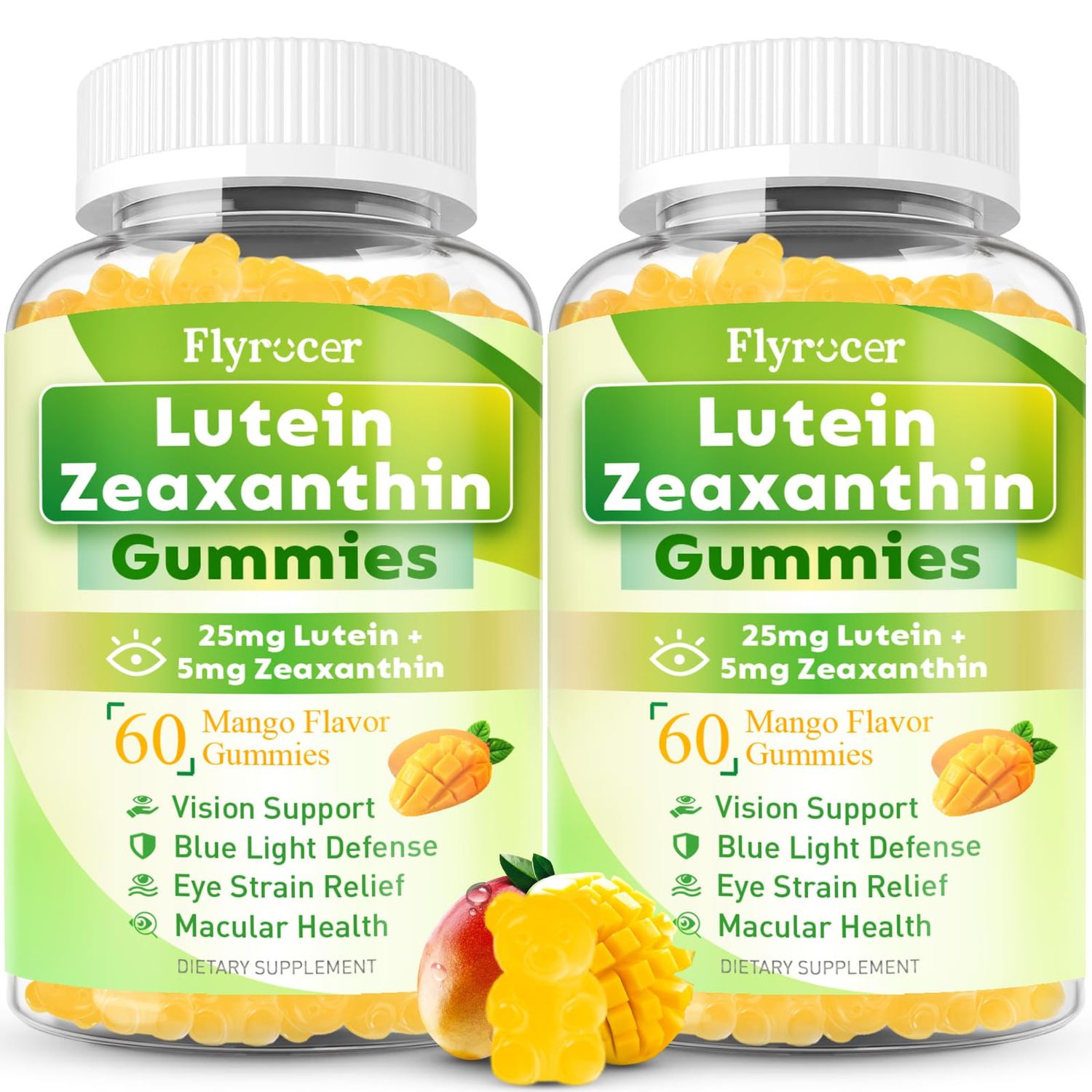 Sugar Free Lutein Gummies 25mg, Lutein and Zeaxanthin Supplements for Eye Health, 13-in-1 Eye Care Formula with Omega-3 Bilberry Saffron-Vision Health, Eye Strain, Dry Eyes, Vegan Mango Flavor 120 Ct