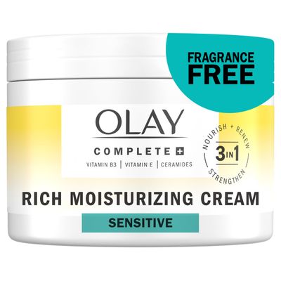Olay Complete Rich Moisturizing Cream Fragrance-Free, 8.5 OZ, 3-in-1 Hydrating Face Cream for Dry Skin with Vitamin B3, Vitamin E, and Ceramides