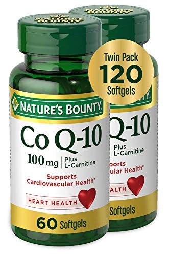 CoQ10 by Nature&#39;s Bounty, Dietary Supplement, Supports Heart Health, 100mg Plus L-Carnitine, Twin Pack, 120 Softgels