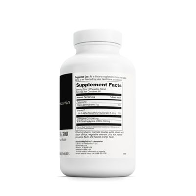 DAVINCI Labs CoQ10 - DMG 300/300 - Supports Heart Health and Energy Function - Dietary Supplement with Coenzyme Q10 & Vitamin E - Vegetarian - Gluten-Free - 60 Orange Flavored Chewable Tablets