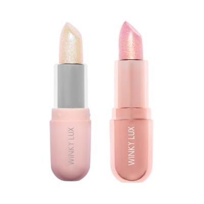Winky Lux Unicorn Glimmer Balm &amp; Rose Glimmer Balm Duo - pH Activated Color Changing Lip Balms, Hydrating, Subtle Sparkle, Subtle Vanilla Scent, Vegan &amp; Cruelty-Free