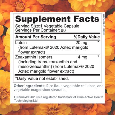 Focus Lutein for Eyes with Meso-Zeaxanthin, Eye Vitamin Supplement, 60 Count, 60 Day Supply, Daily Vision Support for Digital Screens, Bright Lights, Sunlight, Vegan and Sugar-Free, Made in USA