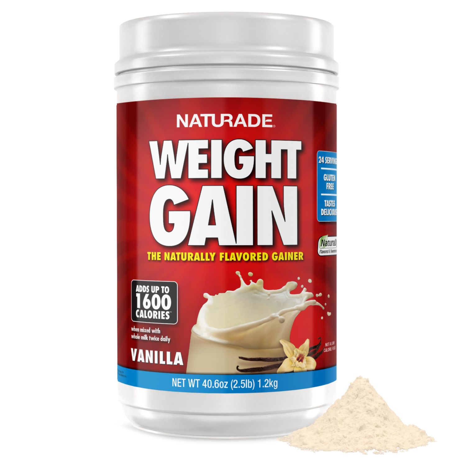 Naturade All-Natural Weight Gain Instant Nutrition Drink Mix, Vanilla, 40.6 Ounce