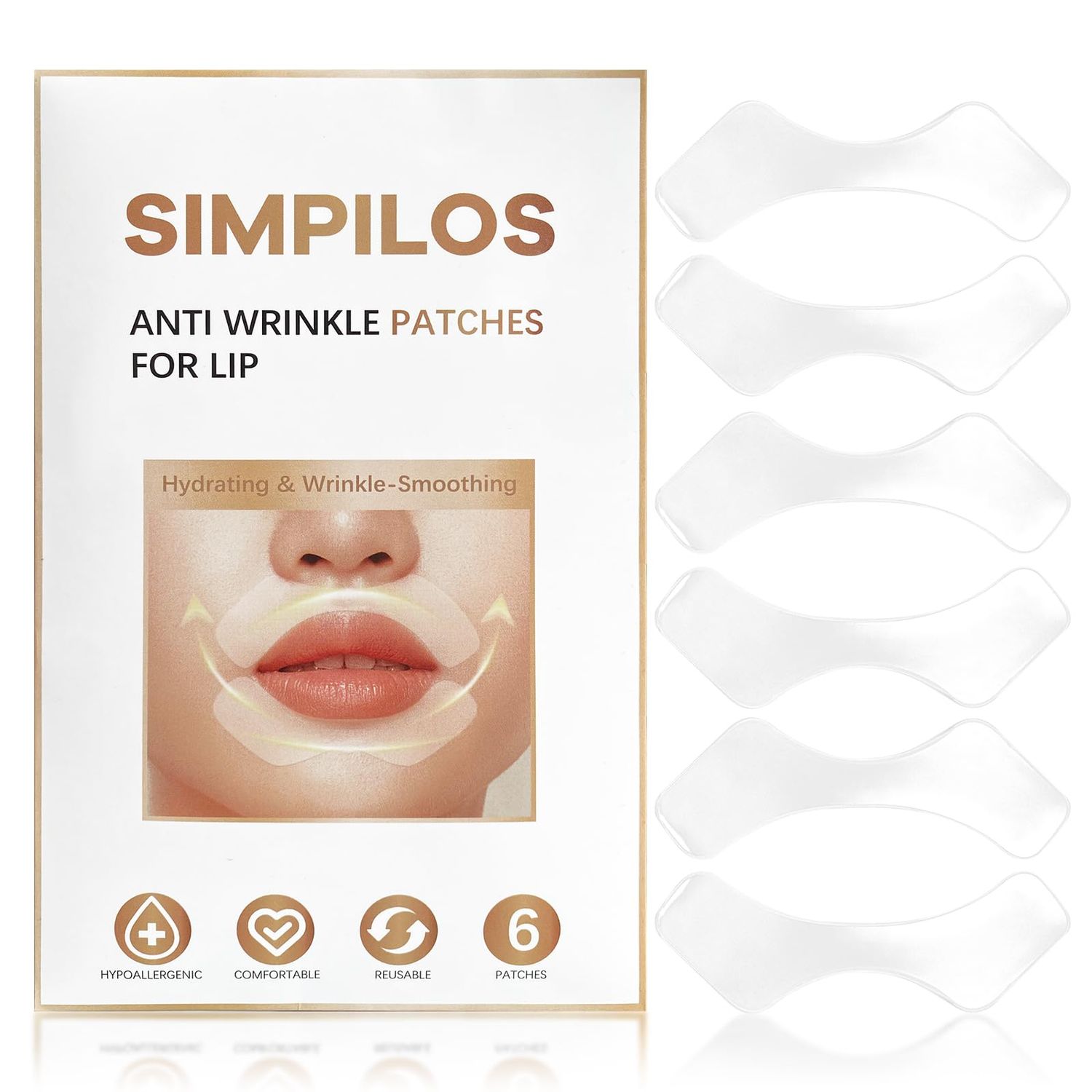 Anti Wrinkle Patches for Lips, Smooth Fine Lines &amp; Wrinkles, Silicone Smile Line Patches for Lip, Facial Patches for Wrinkles Overnight - 3 Pairs