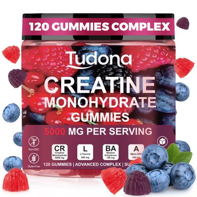 Creatine Monohydrate Gummies 5000mg for Men &amp; Women-Sugar-Free &amp; Vegan Pre-Workout Supplement for Enhanced Muscle Strength &amp; Energy - 120 Count (BlueberryStrawberry Flavor)