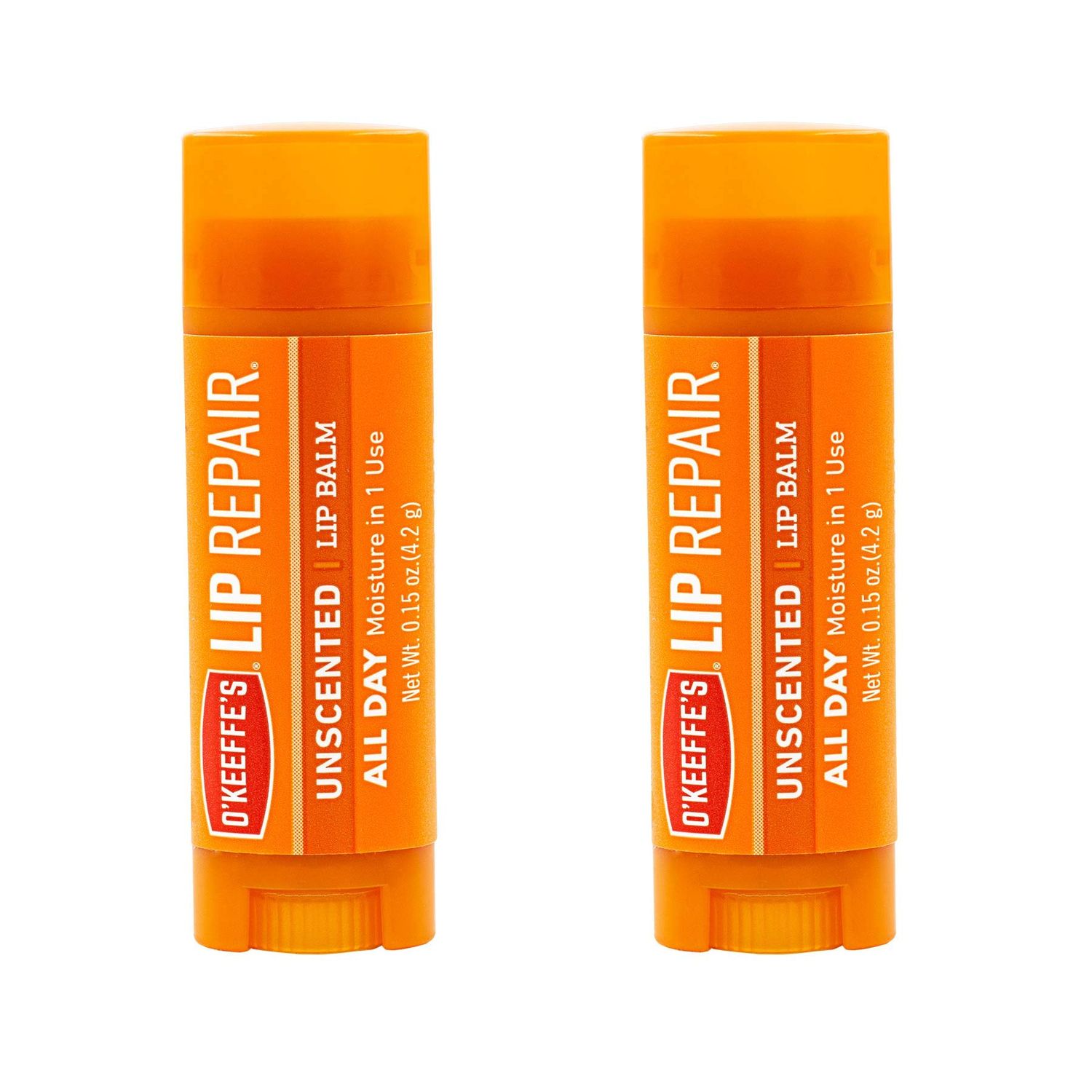 O&#39;Keeffe&#39;s Unscented Lip Repair Lip Balm for Dry, Cracked Lips, Stick, (Pack of 2), clear (K0700137)