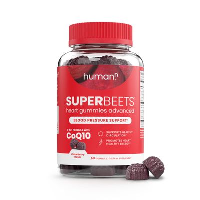 HumanN SuperBeets Heart Gummies Advanced - CoQ10 100 mg Plus Beet Root Powder &amp; Grape Seed Extract, SuperBeets Gummy 60 Count