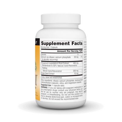 Source Naturals Resveratrol 200 mg for Heart and Healthy Aging - 120 Vegetarian Capsules
