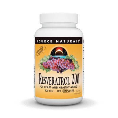 Source Naturals Resveratrol 200 mg for Heart and Healthy Aging - 120 Vegetarian Capsules