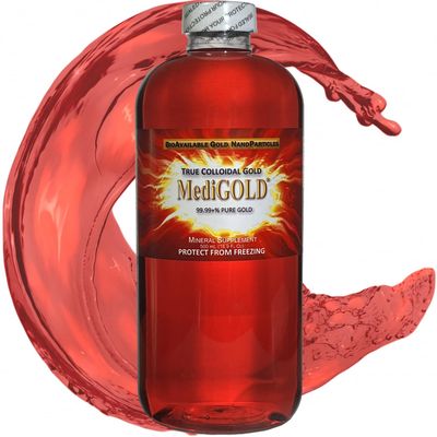 MediGOLD True Colloidal Gold AuNP Nutritional Supplement - 500 mL in Clear Plastic Bottle