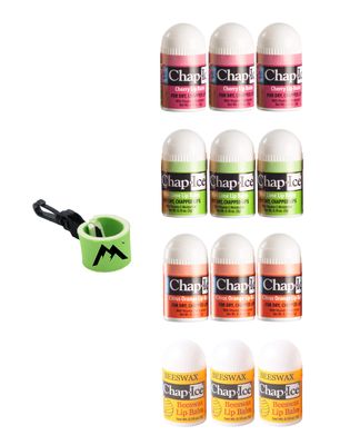Chap-Ice | 12-Count Assorted Mini Lip Balm Pack &amp; 1 Lip Balm Keychain with Swivel Clip | Made in USA | 4 Flavors - Cherry, Citrus Orange, Kiwi Lime, &amp; Beeswax (0.10oz/3g Each)