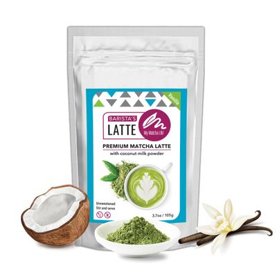 My Matcha Life - Vanilla Matcha Latte Powder Mix. No Sugar or Sweetener Added, Mixes Instantly. Premium Japanese Matcha with Coconut Milk Powder. No Whisking Needed. Vegan, Keto. 15 Servings.