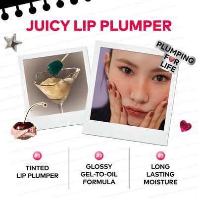 TPSY Juicy Lip Plumper (05 Vibing) - Vivid Pink, Tinted Lip Plumping Gloss, Volumizing & Hydrating, for Fuller Lips, Non-Sticky Glossy Finish, Vegan