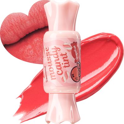 THESAEM Saemmul Mousse Candy Tint 4 Grapefruit Mousse - High Pigment Matte Finish Long Lasting Lip Stain with Honey Extracts to Hydrate Lips - Weightless &amp; Smudge-Proof, 0.3 fl.oz.