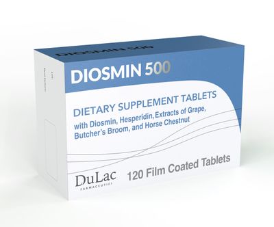 Dulc - Diosmin 500 Hemorrhoid and Leg Vein Supplement 120 Tablets, Diosmin, Horse Chestnut Extract, Butchers Broom, Hesperidin for Circulation, Made in Italy