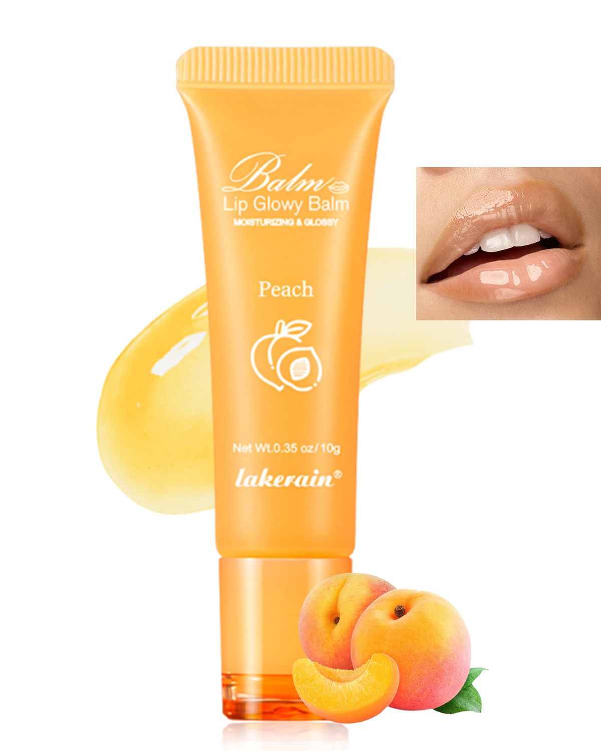 Hydrating Lip Glowy Balm, Ultra-Nourishing Lip Balm for Dry Cracked Lips, Moisturizer Lip Repair Sleeping Lip Mask, Day and Night Lip Care Therapy Treatment, Glossy Smooth Lip Butter Balm-01Peach