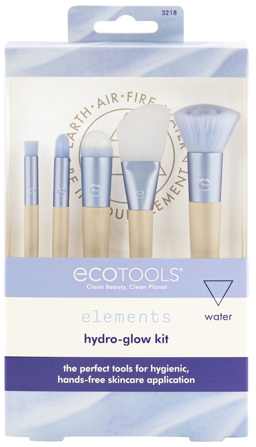 EcoTools Elements Limited Edition Hydro-Flow Skincare &amp; Makeup Application Brush Kit, 5 Piece Brush Set, Blue