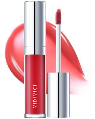 VIDIVICI Millennial Lip Oil 03 Merry Rose - Non-Sticky Dewy Gloss for Moisturized &amp; Voluminous Lips - Natural Rosy Red Color Lip for Vitality Mood, 0.12 fl.oz.