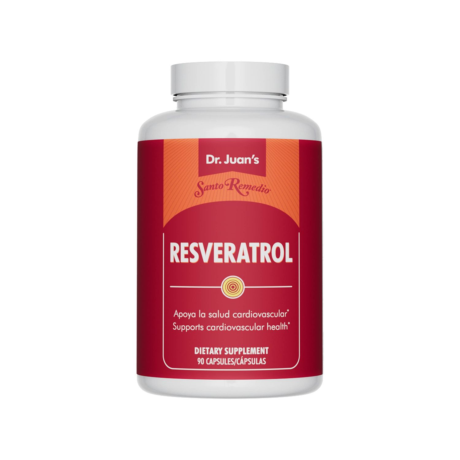 Santo Remedio Resveratrol, Supports Cardiovascular Health, Dietary Supplement, Vegetarian, No Artificial Colors, No Artificial Flavors, 200 mg, 90 Capsules