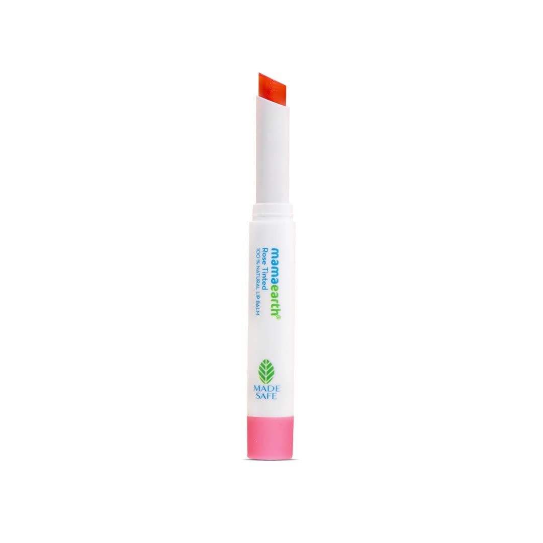 Mamaearth Nourishing Rose Tinted Natural Lip Balm | 12 Hour Moisturization with Castor &amp; Rose Oil | Relieves Dry, Cracked Lips &amp; Makes Lips Soft &amp; Supple | 0.07 Oz/2g