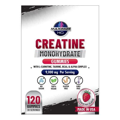 MaximizeHQ Creatine Monohydrate Gummies - Support Muscle Gain &amp; Strength, 30 Servings