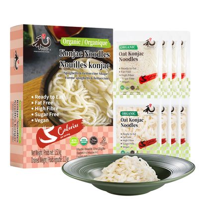 YUHO Organic Konjac Shirataki Noodles Spaghetti &amp; Fettuccine 8 Pack Ready to Eat Oat Vegan Gluten Free Low Carb Calorie Sugar Free Plant-Based Soy Free Paleo and Keto Friendly 53.61 Oz Variety Pack