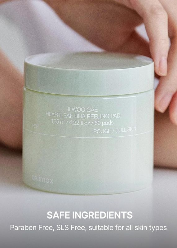 celimax Ji.Woo.Gae Heartleaf BHA Peeling Pad | with Heartleaf Extract, Exfoliating Toner Pads, Facial Peels, Hydrating, for Troubled Skin &amp; Breakouts (60 Pads)