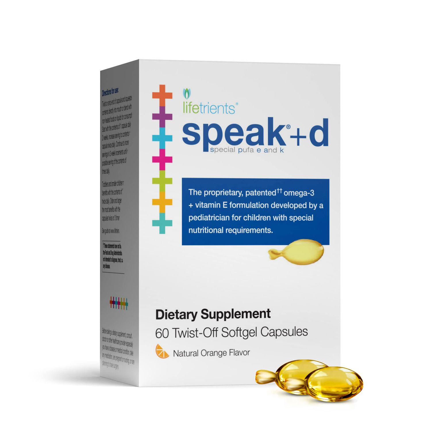 Lifetrients - Speakd Twist-Off Softgels - Natural Orange - 60 Softgels - Pediatrician Formulated to Support Children with Special Nutritional Requirements - Enhanced with Omega-3, Vitamin Es &amp; D3
