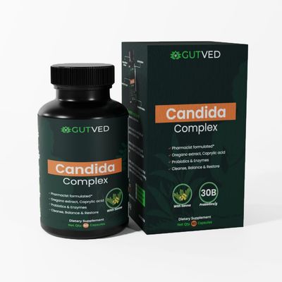 Candida Complex with Senna for Men &amp; Women-Extra Strength Balance and Restore Supplement for Yeast Overgrowth-Healthy Gut and Skin-30B/g Probiotic with Oregano, Caprylic Acid &amp; Natural Ingredients