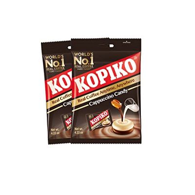 Kopiko Cappuccino Candy - Bold-Tasty Hard Candy from Indonesia with Real Coffee Extract - A Satisfying Boost for On-the-Go Energy (2-Pack 4.23oz Each)