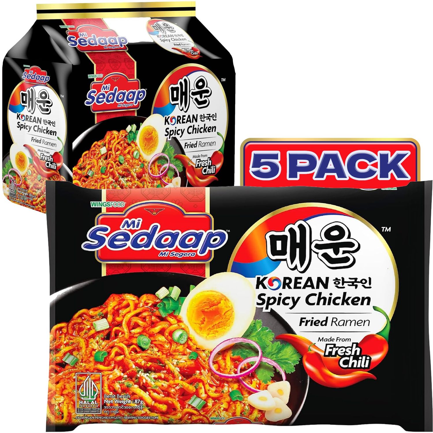 Mi Sedaap Korean Spicy Chicken 3.06 oz (Pack of 5)