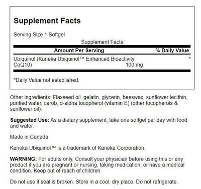 Swanson Ubiquinol 100 Milligrams 60 Sgels