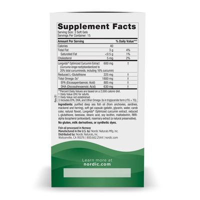 Nordic Naturals Recovery Plus, Unflavored - 45 Soft Gels - 1800 mg Omega-3 Fish Oil - 600 mg Longvida Optimized Curcumin - Cellular Health & Recovery - Post-Exercise Muscle Support - 15 Servings
