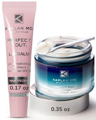 KAPLAN MD Perfect Pout Lip Mask &amp; SPF 30 Lip Balm Duo - Hydrating Treatment with Hyaluronic Acid - Lip Mask (0.35 oz) Pink Peony Balm (0.17 oz)