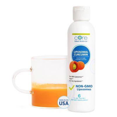 Core Med Science Liposomal Curcumin Liquid Turmeric Supplement, 6 Fl Oz - High Absorption Health Support for Adults - Turmeric Liquid Drops That Promotes Cognitive