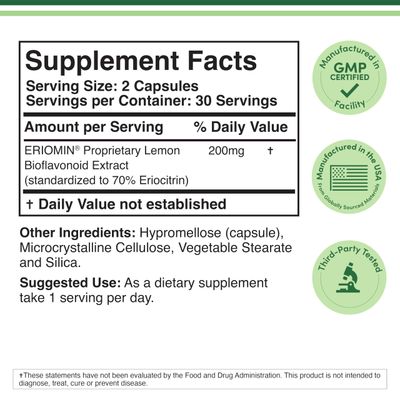 GLP-1 Supplement - Clinically Studied Bioflavonoid Extract to Help Support Natural GLP 1 Levels and Promote Gut Health (200mg, 30 Servings) Std to 70 Eriocitrin and 5 Hesperidin by Double Wood