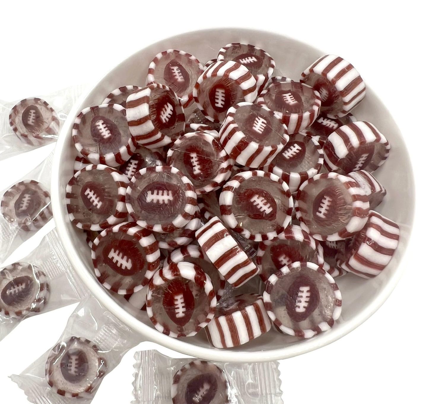 Football Candy - Hard Candy 8 OZ Resealable Bag of Individually Wrapped Small Candy (approx. 58 pcs) Hard Candies - Great for Football Party Favors - Snacks for Team - Birthday Favors Party Bags - ...