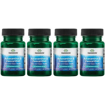 Swanson Astaxanthin &amp; Zeaxanthin Eye Vision Brain Skin Health Antioxidant Support Supplement (Astaxanthin 4 mg &amp; OmniXan Zeaxanthin 4 mg) 60 Softgels Sgels (4 Pack)