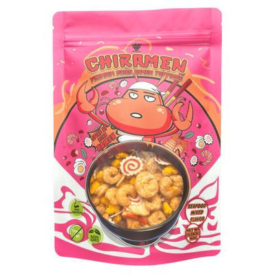 CHIRAMEN Dried Seafood Mix Ramen Toppings, Shrimp, Fish Cake, Squid, Imitation Crab, Eggs, Perfect for Cup Noodles.