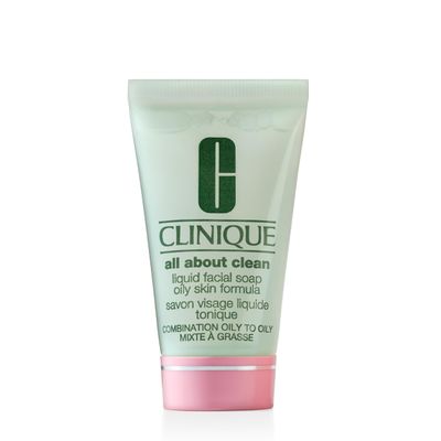 Clinique 3-Step All About Clean Liquid Facial Cleanser Soap For Oily Skin | Types 3 4, Mini Travel Size, 1 Fl Oz