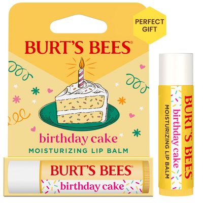 Burt&#39;s Bees Birthday Cake Lip Balm, Tint-Free, Natural Origin Lip Care, 1 Tube, 0.15 oz.