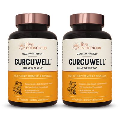Live Conscious CurcuWell - Curcumin and Boswellia Blend | Maximum Strength Joint, Body and Cognitive Support - 60 Day Supply (2-Pack)