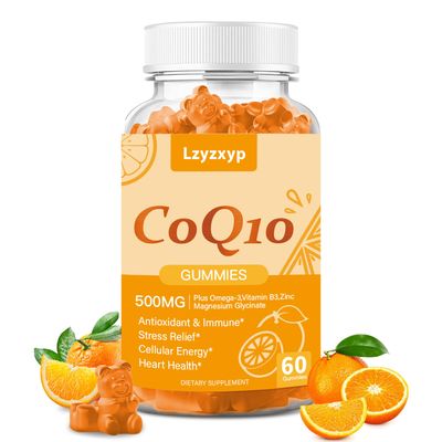 CoQ10 Oranges Gummies 500mg-3X Better Absorption Coenzyme Q10 Supplements - Plus Omega-3, Magnesium, Vitamin B3 &amp; Zinc for Heart Health, Cellular Energy &amp; Antioxidant, Vegan, Non-GMO 60 Ct (1)