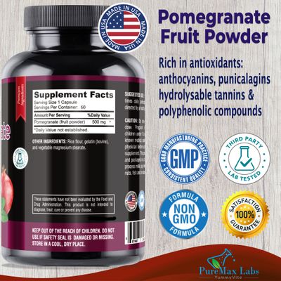 YUMMYVITE Pomegranate Capsules - 500mg, antioxidant superfood - 60 Capsules