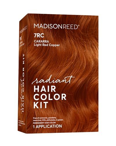 Madison Reed Radiant Hair Color Kit | 7RC Light Red Copper (Carrara Crimson) for 100 Gray Hair Coverage | Salon Quality Permanent Hair Dye | PPD-Free &amp; Ammonia-Free | (Packaging May Vary) 1 Pack