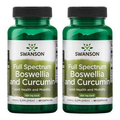 Swanson Full Spectrum Boswellia &amp; Curcumin Natural Wellness Formula - (60 Capsules) (2 Pack)